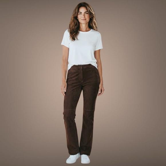 INC International Concepts Pants - INC International Concepts Vintage Y2K Chocolate Suede Leather Flare Pants